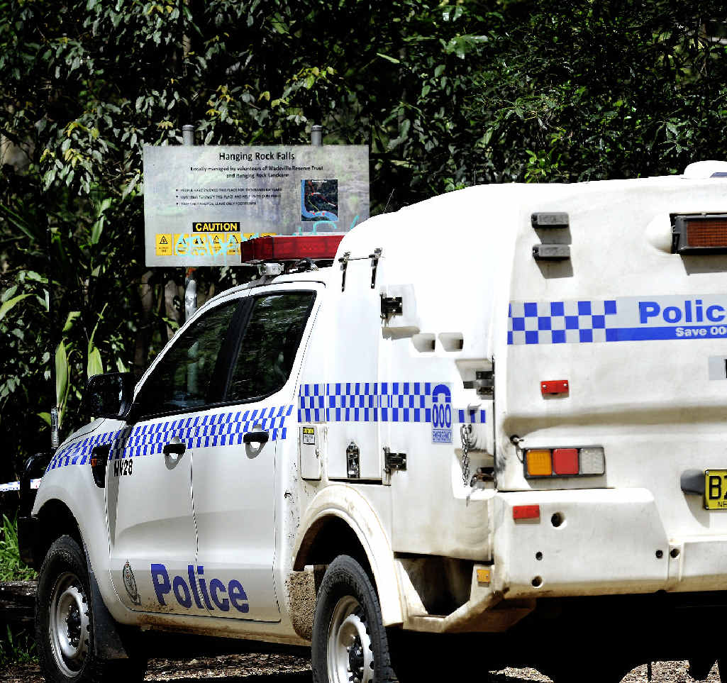 Police at the site at Hanging Rock Falls where a Sydney man went missing. Police at the site at Hanging Rock Falls where a Sydney man went missing.
