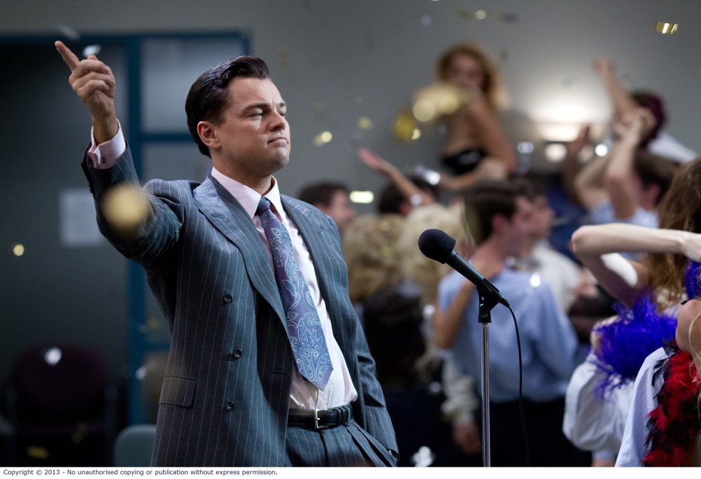 Leonardo DiCaprio as Jordan Belfort in The Wolf of Wall Street.