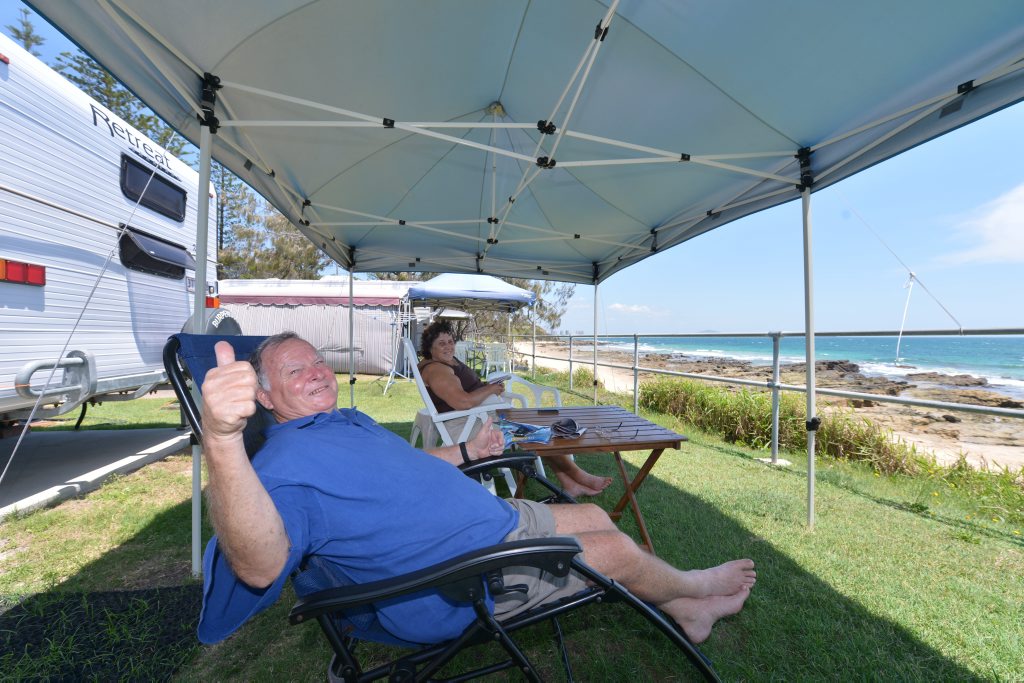 Bev and Michael Preston at Mooloolaba Caravan Park for the festive season. Photo: John McCutcheon / Sunshine Coast Daily Bev and Michael Preston at Mooloolaba Caravan Park for the festive season. Photo: John McCutcheon / Sunshine Coast Daily