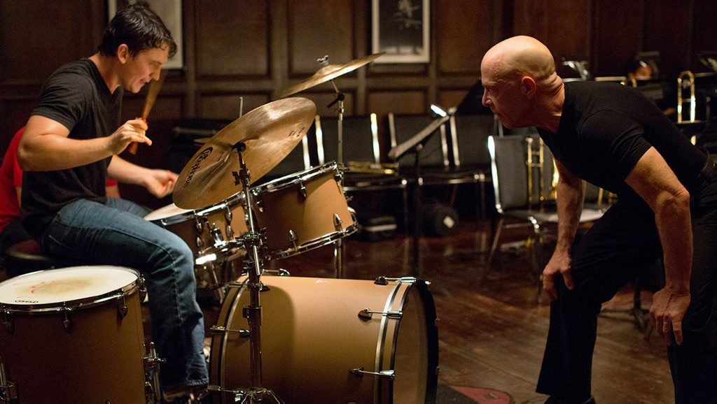 Miles Teller, left, and J.K. Simmons in Whiplash. 