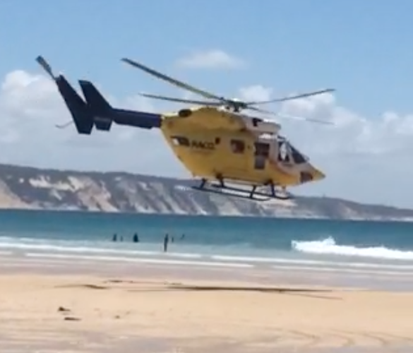 RACQ Careflight was in attendance at Double Island Point Thursday morning RACQ Careflight was in attendance at Double Island Point Thursday morning