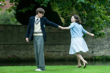 Eddie Redmayne and Felicity Jones play Stephen Hawking and Jane Wilde in The Theory of Everything. 