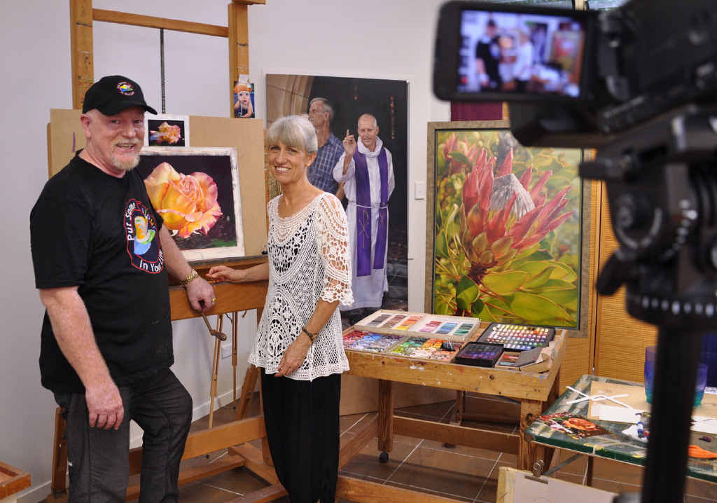 IN FOCUS: Colour in Your Life presenter Graeme Stevenson with Yeppoon artist Lyn Diefenbach. IN FOCUS: Colour in Your Life presenter Graeme Stevenson with Yeppoon artist Lyn Diefenbach.