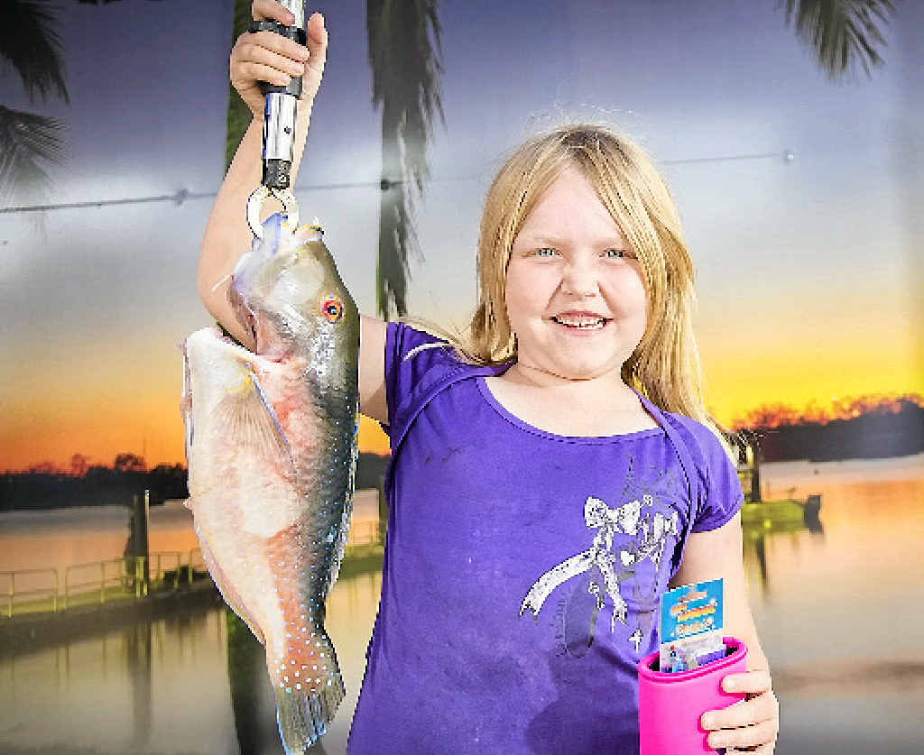 GREAT CATCH: Emma Daley hooked a 0.885kg parrot/ tusk fish at the Boyne-Tannum Hookup event on Boyne Island. GREAT CATCH: Emma Daley hooked a 0.885kg parrot/ tusk fish at the Boyne-Tannum Hookup event on Boyne Island.