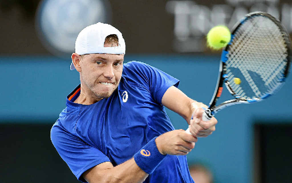 WINNER: Australia’s James Duckworth plays a shot during his first round win over Gilles Simon. WINNER: Australia’s James Duckworth plays a shot during his first round win over Gilles Simon.