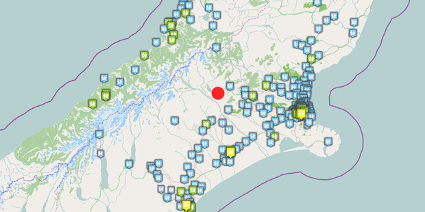 This GNS map shows the location of the 6.4 magnitude quake in red, with some of the first 'felt reports' it received from around the region. This GNS map shows the location of the 6.4 magnitude quake in red, with some of the first 'felt reports' it received from around the region.