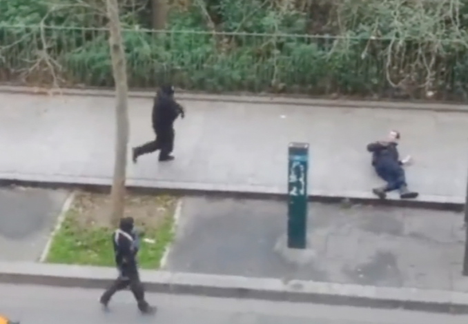 Footage from the morning shows the two gunman attacking the headquarters of French magazine Charlie Hebdo, shooting an injured victim, then fleeing.
Vigils are now being held across Europe as authorities launch an enormous manhunt to catch those responsible. Footage from the morning shows the two gunman attacking the headquarters of French magazine Charlie Hebdo, shooting an injured victim, then fleeing.
Vigils are now being held across Europe as authorities launch an enormous manhunt to catch those responsible.