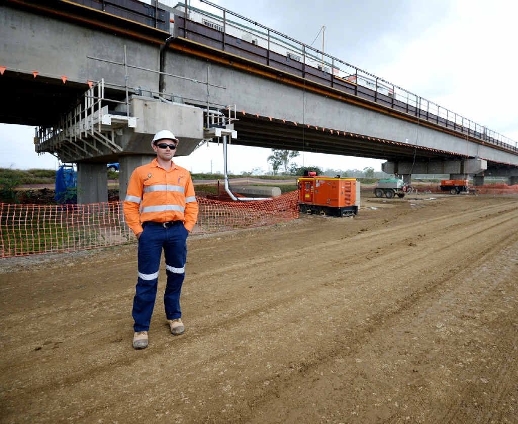 SMOOTH CONSTRUCTION: Project engineer Scott Muller inspects the Yeppen South project on the Bruce Highway. SMOOTH CONSTRUCTION: Project engineer Scott Muller inspects the Yeppen South project on the Bruce Highway.