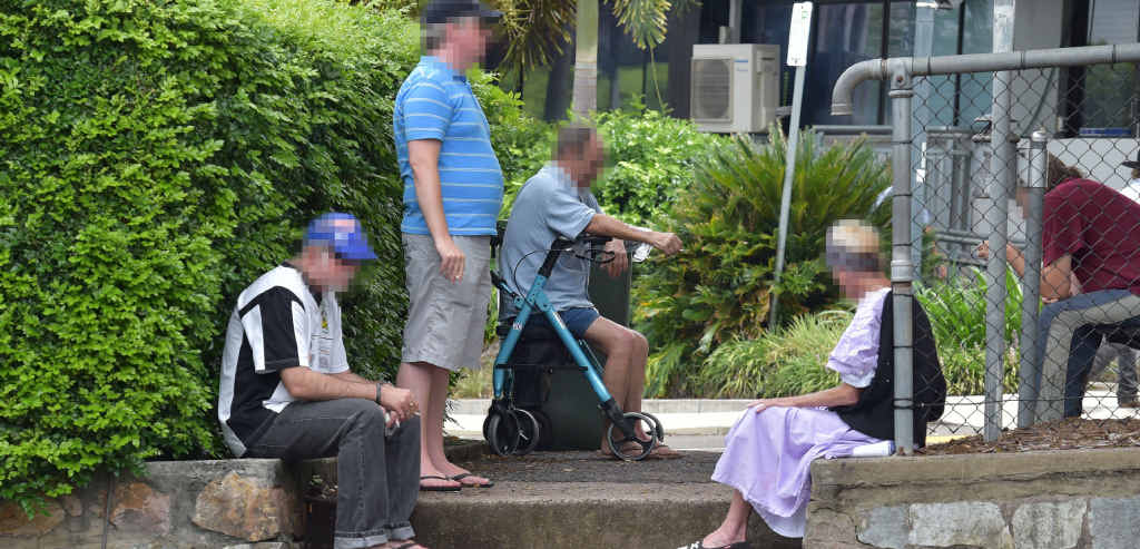 BLURRED LINES: Smokers at Nambour General Hospital were confused about the non-smoking blue line outside the hospital. PHOTO: BRETT WORTMAN BLURRED LINES: Smokers at Nambour General Hospital were confused about the non-smoking blue line outside the hospital. PHOTO: BRETT WORTMAN