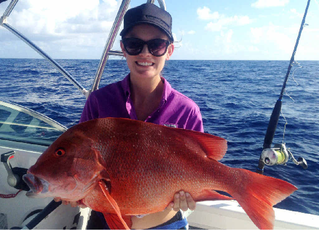 AWESOME: This red emperor, caught at the tip of Fraser Island, was first caught ten years ago. AWESOME: This red emperor, caught at the tip of Fraser Island, was first caught ten years ago.