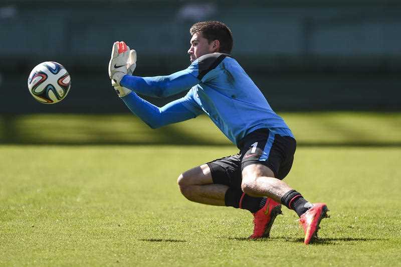 Mat Ryan of the Socceroos in action during a training session at 'Estadio Couto Pereira' in Curitiba Brazil, Sunday, June 22, 2014. The Socceroos will be playing against Spain tomorrow in their last group match of the 2014 FIFA World Cup in Brazil. Mat Ryan of the Socceroos in action during a training session at 'Estadio Couto Pereira' in Curitiba Brazil, Sunday, June 22, 2014. The Socceroos will be playing against Spain tomorrow in their last group match of the 2014 FIFA World Cup in Brazil.