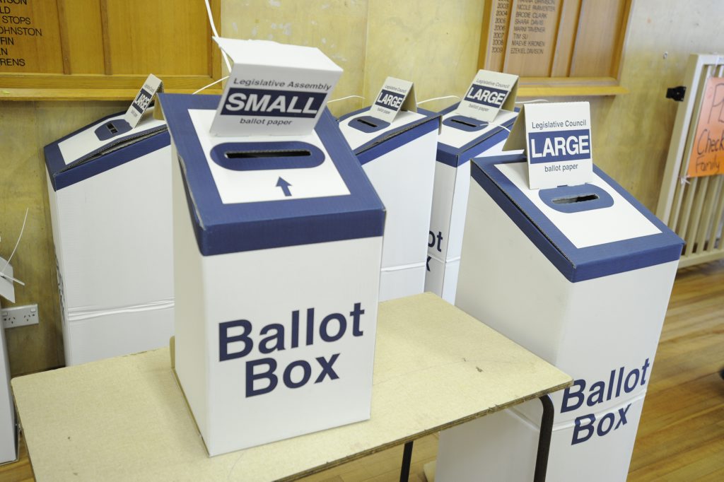 Ballot boxes at Lismore Public School Ballot boxes at Lismore Public School