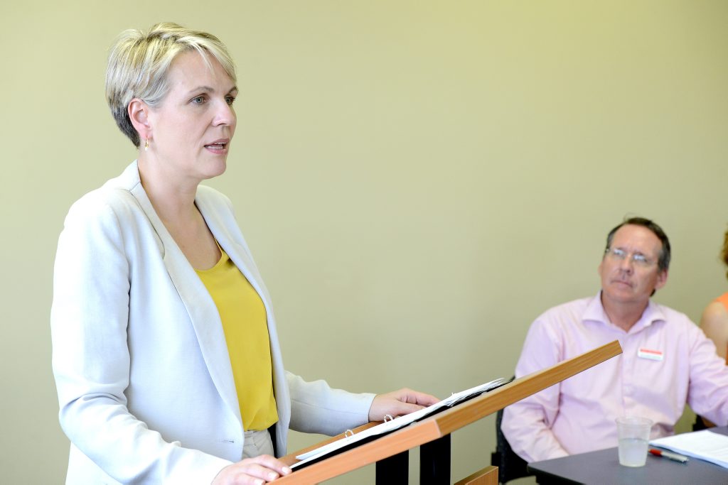 ADVOCATE: Deputy Opposition Leader Tanya Plibersek addresses a domestic violence forum in Leichhardt with local candidate Jim Madden. ADVOCATE: Deputy Opposition Leader Tanya Plibersek addresses a domestic violence forum in Leichhardt with local candidate Jim Madden.