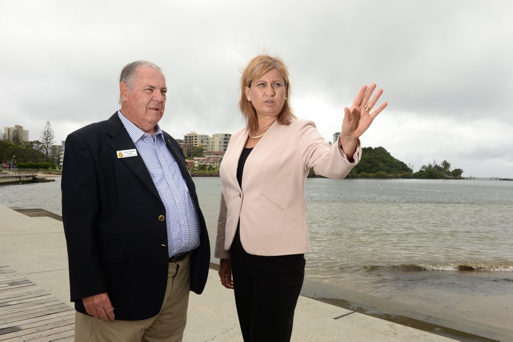 Dr John Griffin (Tweed Heads/Coolangatta RSL) and Justine Elliot at Jack Evans Boat harbour. Photo: John Gass / Tweed Daily News Dr John Griffin (Tweed Heads/Coolangatta RSL) and Justine Elliot at Jack Evans Boat harbour. Photo: John Gass / Tweed Daily News