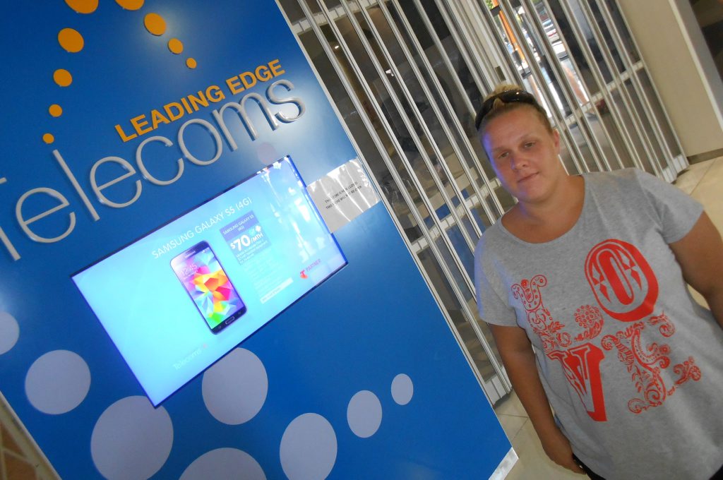 Kristy Bradstreet is just one Leading Edge Telcoms customer who is left wondering what the closure of stores means to her. Photo: Chris Ison / The Morning Bulletin Kristy Bradstreet is just one Leading Edge Telcoms customer who is left wondering what the closure of stores means to her. Photo: Chris Ison / The Morning Bulletin