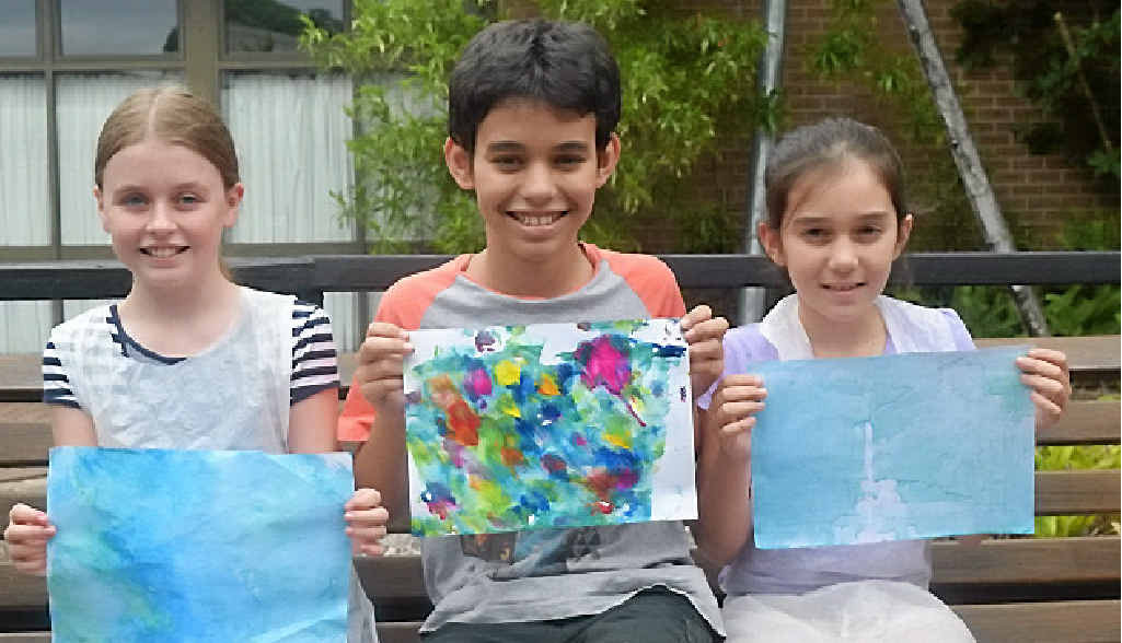 CREATIVE: Jorja Whitney, 11, Theo Brown, 12, and Tiana Brown, 8, at the Proserpine Library for Pam Finlay’s art workshop. Students are creating visual montages at libraries throughout the Whitsundays. CREATIVE: Jorja Whitney, 11, Theo Brown, 12, and Tiana Brown, 8, at the Proserpine Library for Pam Finlay’s art workshop. Students are creating visual montages at libraries throughout the Whitsundays.