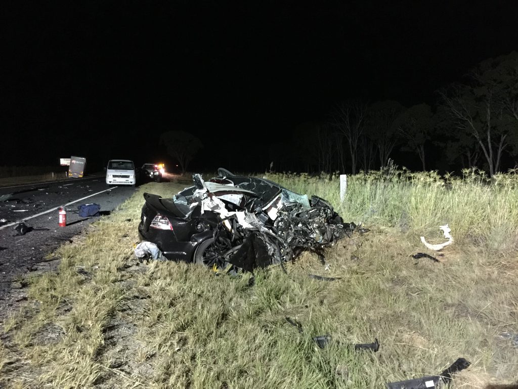 An 18-year-old Warwick man was killed when the Holden Commodore he was driving and a B Double truck collided on the Cunningham Hwy about 9km from Warwick. Photo Contributed An 18-year-old Warwick man was killed when the Holden Commodore he was driving and a B Double truck collided on the Cunningham Hwy about 9km from Warwick. Photo Contributed