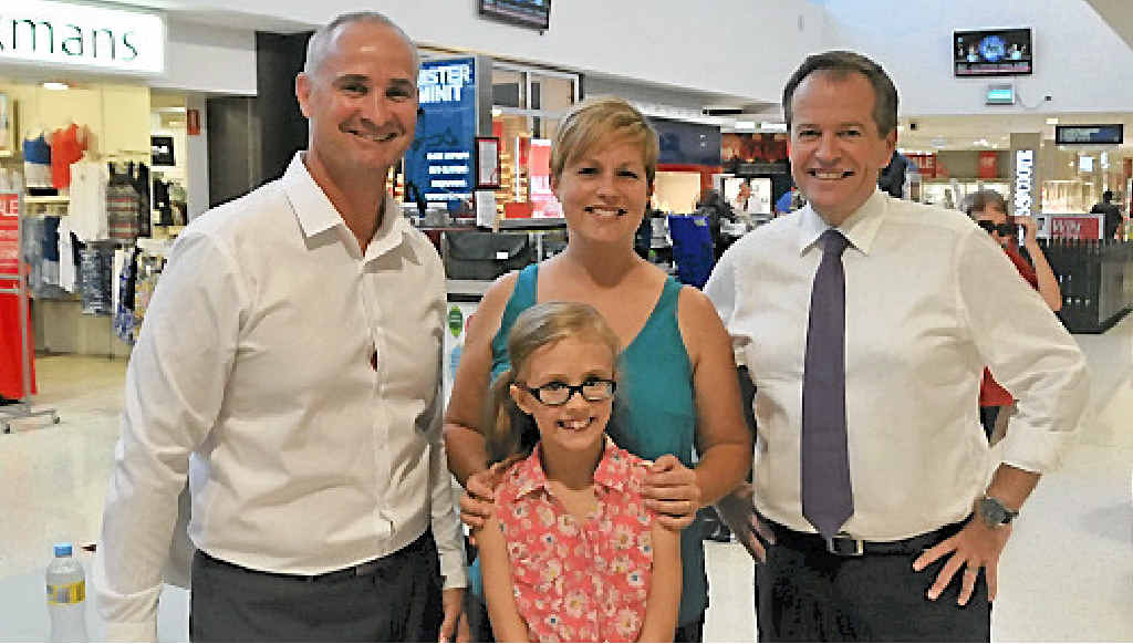 SUPPORT: Gladstone Labor candidate Glenn Butcher talks to Melanie and Layla Gourley with Federal Opposition Leader Bill Shorten at Stockland Shopping Centre on Tuesday. SUPPORT: Gladstone Labor candidate Glenn Butcher talks to Melanie and Layla Gourley with Federal Opposition Leader Bill Shorten at Stockland Shopping Centre on Tuesday.