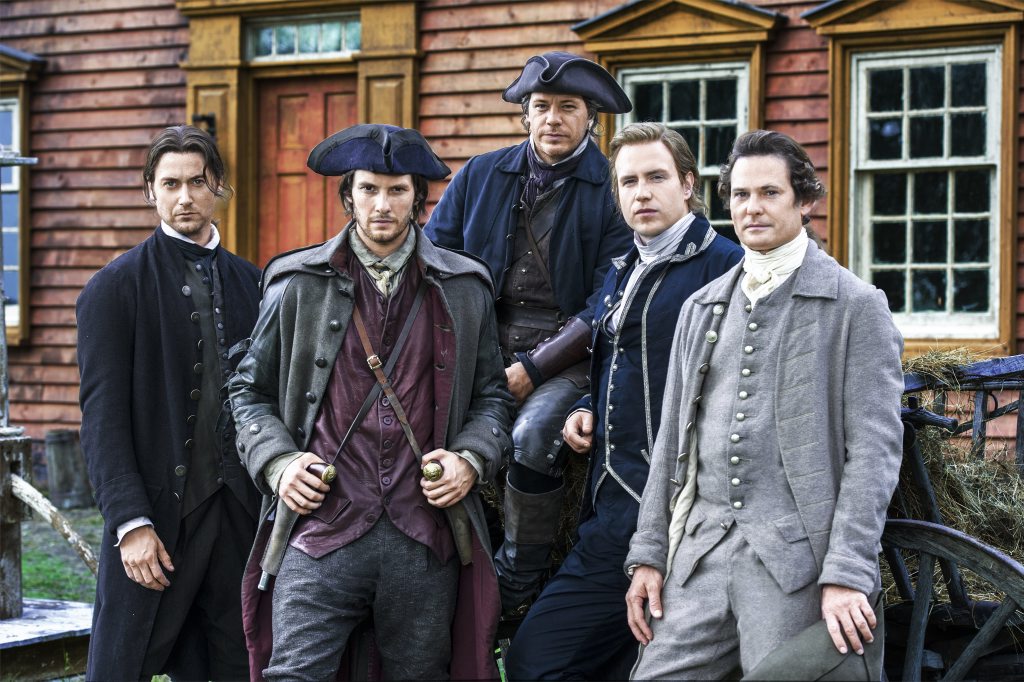 Ryan Eggold, Ben Barnes, Michael Raymond-James, Rafe Spall and Henry Thomas in Sons of Liberty. Ryan Eggold, Ben Barnes, Michael Raymond-James, Rafe Spall and Henry Thomas in Sons of Liberty.