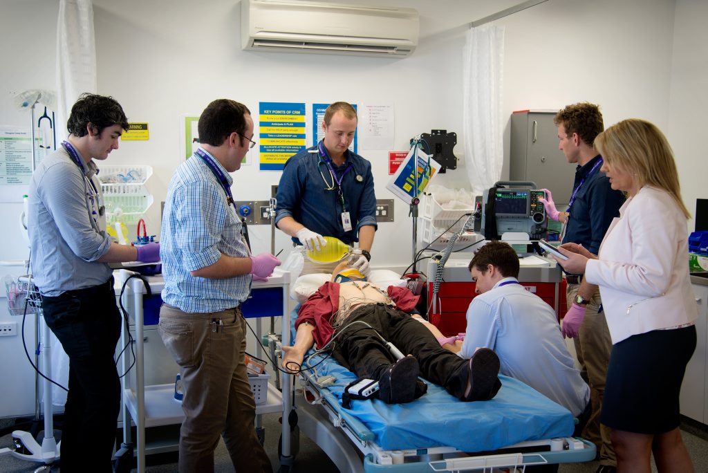 Fourth-year medical student Ben Steiger bags a manikin during a clinical training exercise as part of his training at UQ Rural Clinical School. Fourth-year medical student Ben Steiger bags a manikin during a clinical training exercise as part of his training at UQ Rural Clinical School.