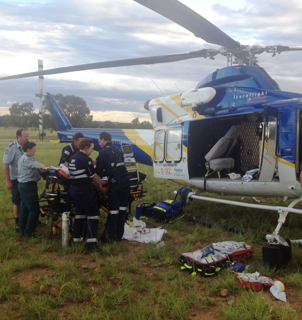 A man is recovering in hospital after being seriously injured while working cattle near Roma. Photo courtesy of RACQ CareFlight. A man is recovering in hospital after being seriously injured while working cattle near Roma. Photo courtesy of RACQ CareFlight.