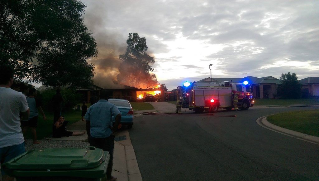 House fire on O'Dea Crescent, Goodna on Wednesday evening. House fire on O'Dea Crescent, Goodna on Wednesday evening.