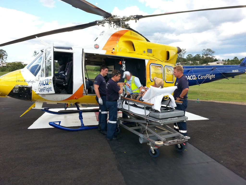 The Toowoomba RACQ CareFlight Rescue crew. Photo RACQ CareFlight Rescue The Toowoomba RACQ CareFlight Rescue crew. Photo RACQ CareFlight Rescue