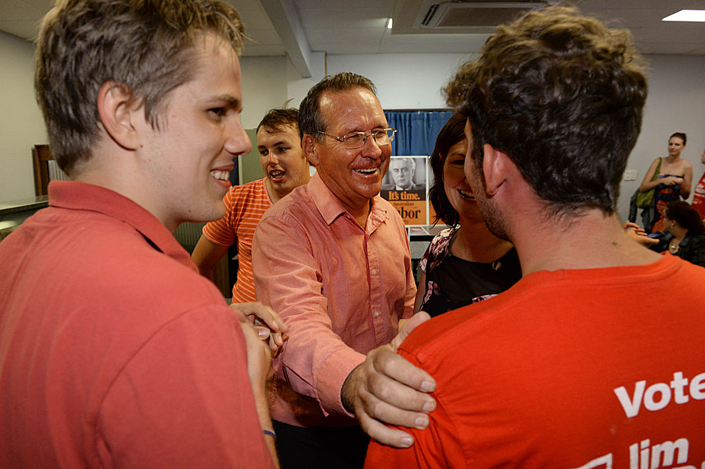 The new member for Ipswich West Jim Madden celebrates with his Labor Party campaign staff following his victory in the 2015 Queensland election. The new member for Ipswich West Jim Madden celebrates with his Labor Party campaign staff following his victory in the 2015 Queensland election.