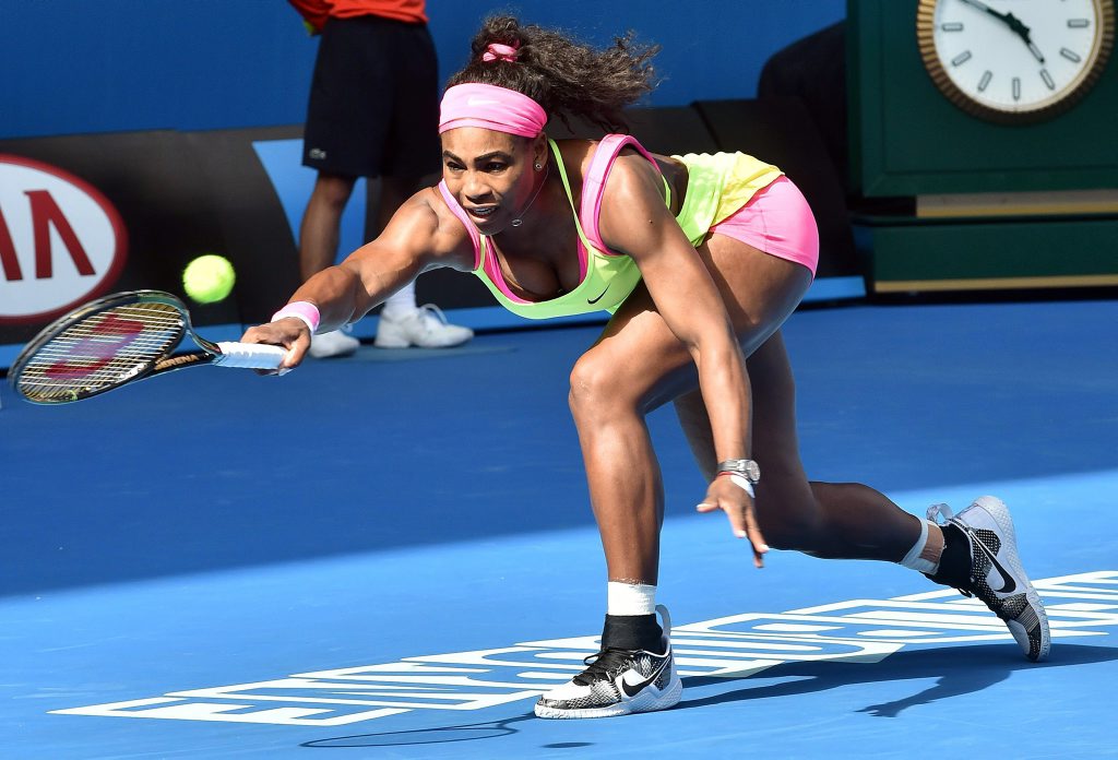 Serena Williams of the US plays a shot during her women's singles semi-final match against Madison Keys of the US on day eleven of the 2015 Australian Open tennis tournament in Melbourne on January 29, 2015 Serena Williams of the US plays a shot during her women's singles semi-final match against Madison Keys of the US on day eleven of the 2015 Australian Open tennis tournament in Melbourne on January 29, 2015