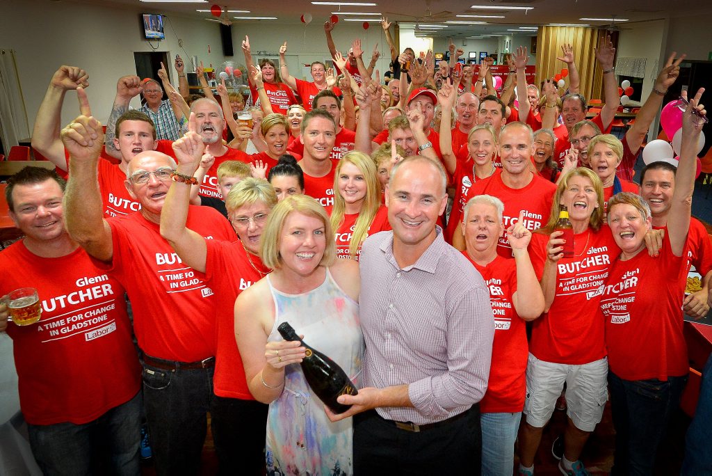 Queensland state election 2015 - Victory! Therese and Glenn Butcher with their supporters. Queensland state election 2015 - Victory! Therese and Glenn Butcher with their supporters.