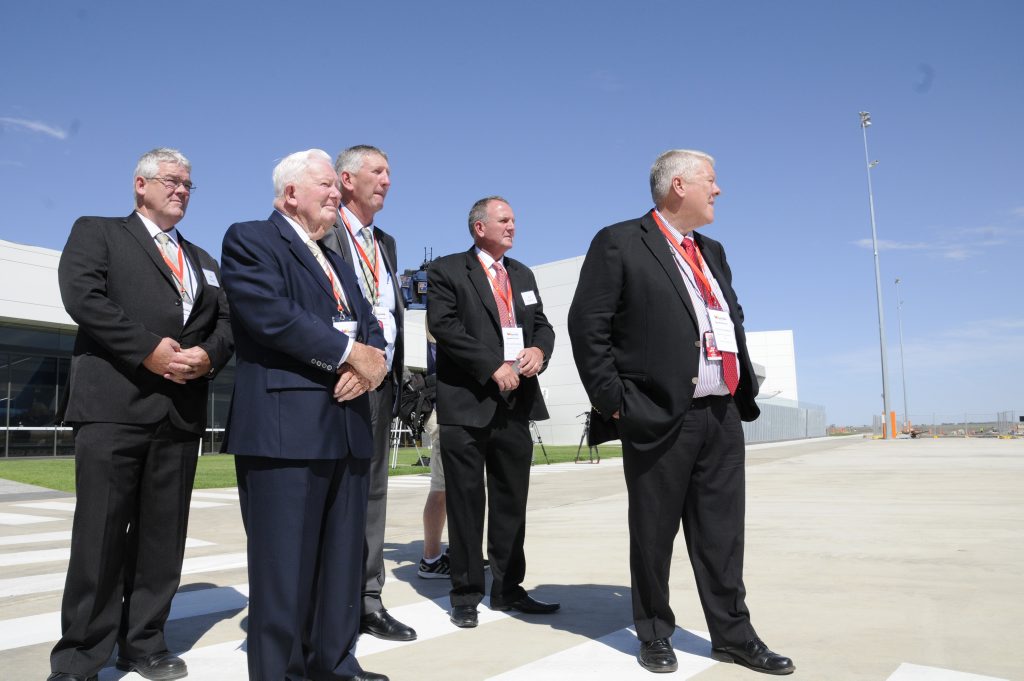 Brisbane West Wellcamp Airport officially opens with first passenger flights by Qantas. The Wagner family, from left; Neill, Henry, Denis, Joe and John Wagner. Photo Bev Lacey / The Chronicle Brisbane West Wellcamp Airport officially opens with first passenger flights by Qantas. The Wagner family, from left; Neill, Henry, Denis, Joe and John Wagner. Photo Bev Lacey / The Chronicle