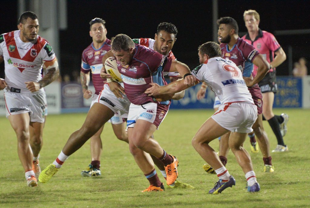 Cutters Mitch Day takes the ball up against St George Photo Tony Martin / Daily Mercury