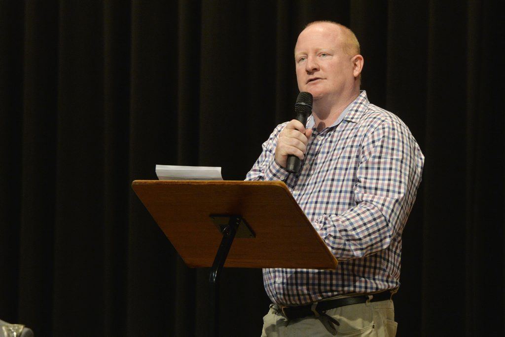 Steve Leese speaking at the Meet the Candidates Forum in Gatton last night. Photo Inga Williams / The Queensland Times Steve Leese speaking at the Meet the Candidates Forum in Gatton last night. Photo Inga Williams / The Queensland Times