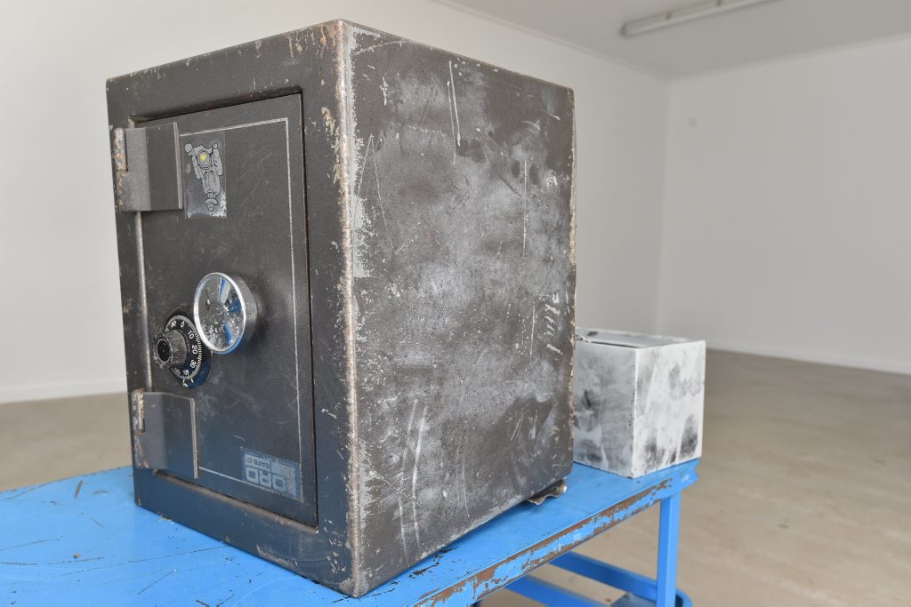 A safe, found in parkland off Boat Harbour Dr, at the Hervey Bay police station. A safe, found in parkland off Boat Harbour Dr, at the Hervey Bay police station.