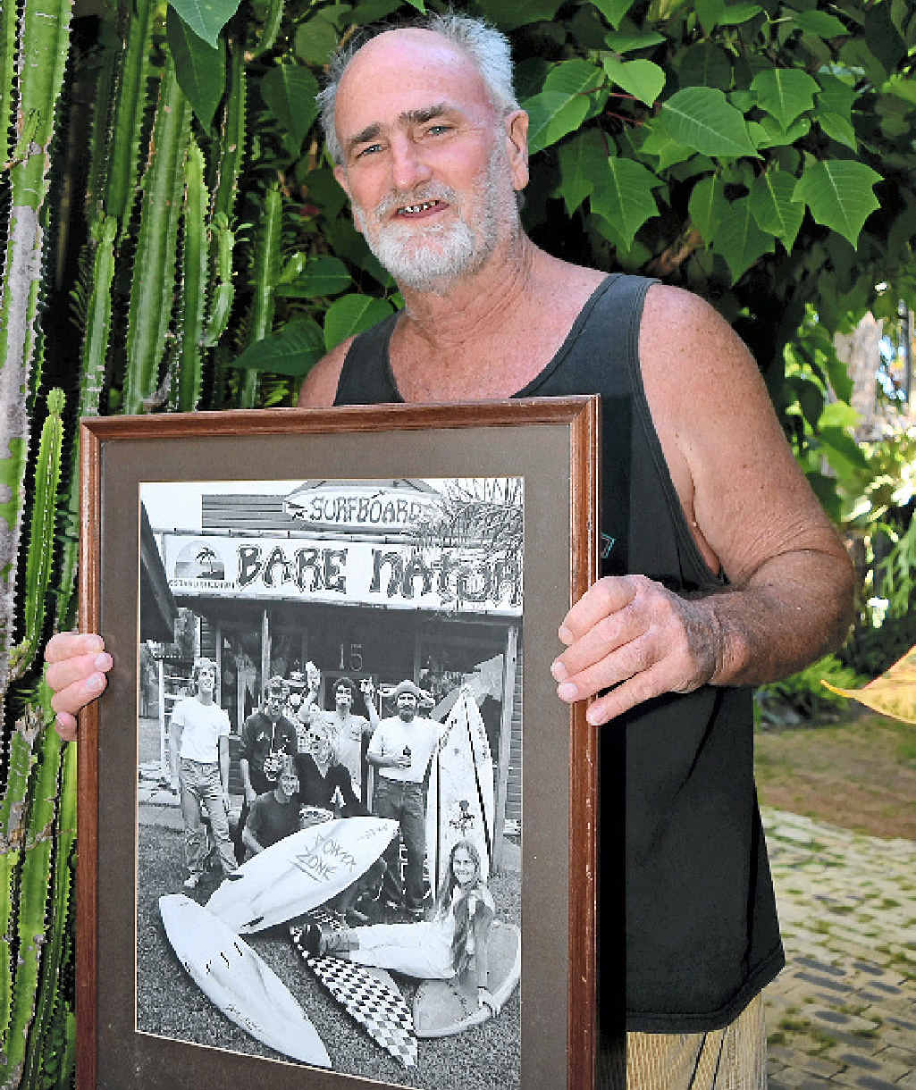 GONE SURFING: Roy Meisel, retiring after 43 years in the local surfing industry, with a picture of the original Bare Nature crew. GONE SURFING: Roy Meisel, retiring after 43 years in the local surfing industry, with a picture of the original Bare Nature crew.
