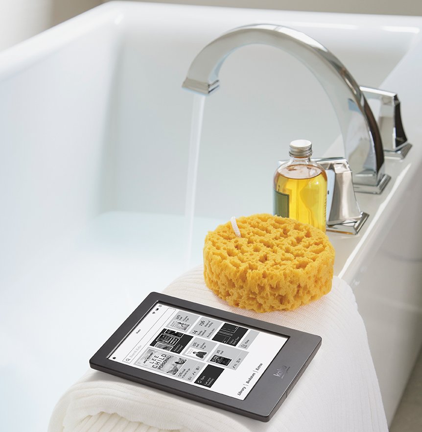 Kobo Aura H2O, the world’s first premium waterproof E Ink eReader. Kobo Aura H2O, the world’s first premium waterproof E Ink eReader.