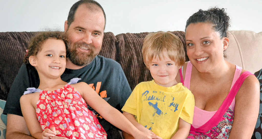 LONG BATTLE: Damien Holt with his wife Pamela and children Gemma (left) and Levi after treatment for leukemia. LONG BATTLE: Damien Holt with his wife Pamela and children Gemma (left) and Levi after treatment for leukemia.