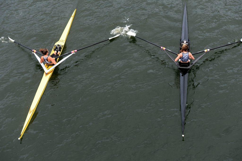 Monique Bitzios and Olivia Harris train hard for the Northern Rivers rowing Association regatta today. Photo: John Gass / Tweed Daily News Monique Bitzios and Olivia Harris train hard for the Northern Rivers rowing Association regatta today. Photo: John Gass / Tweed Daily News