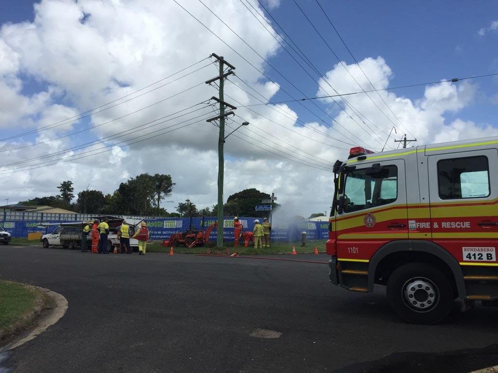 EMERGENCY: Queensland Fire and Rescue crews attending a gas leak at Mt Perry Rd. Photo Ashley Clark / NewsMail EMERGENCY: Queensland Fire and Rescue crews attending a gas leak at Mt Perry Rd. Photo Ashley Clark / NewsMail