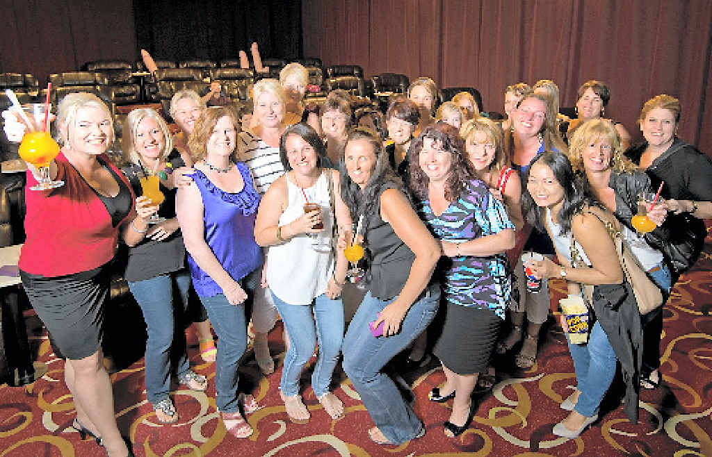 TICKLED PINK: Tash Fee (left) organised a girls’ night at the Gold Room to see 50 Shades of Grey with her girlfriends.