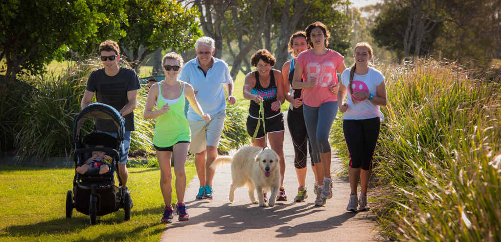 STEPPING OUT: Marty and Meg Dougherty with baby Poppy, Tom Barnsley, Jeanette James, Vicki James and Madison and Chelsie Young get ready for the first Yamba parkrun. STEPPING OUT: Marty and Meg Dougherty with baby Poppy, Tom Barnsley, Jeanette James, Vicki James and Madison and Chelsie Young get ready for the first Yamba parkrun.