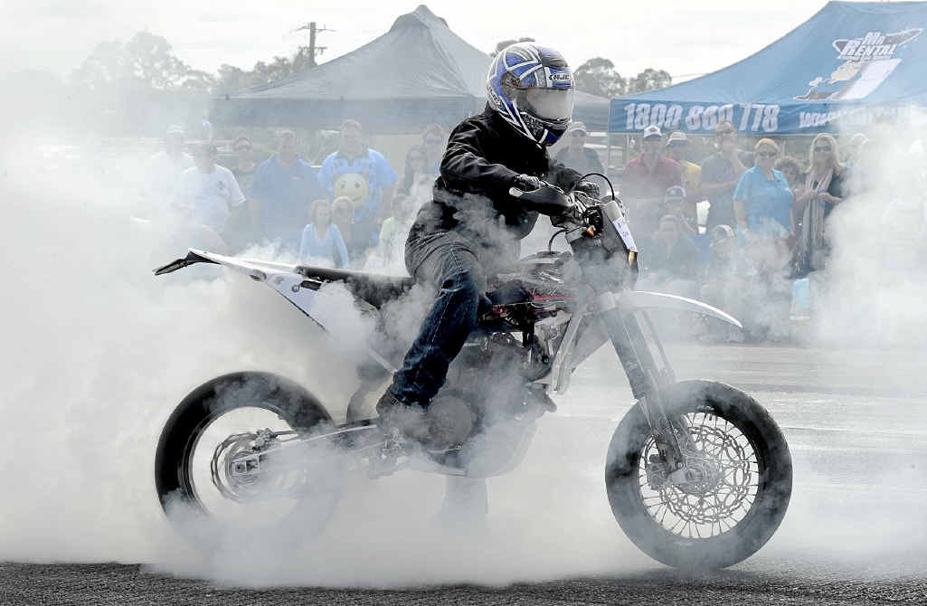 FULL STEAM AHEAD: Lennon Cox makes some smoke in the Mr Two Wheels category at the Summerland Drags. FULL STEAM AHEAD: Lennon Cox makes some smoke in the Mr Two Wheels category at the Summerland Drags.