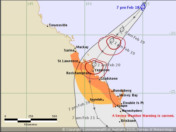 Tropical Marcia could become a category 2 by the time it reaches the coast. Tropical Marcia could become a category 2 by the time it reaches the coast.
