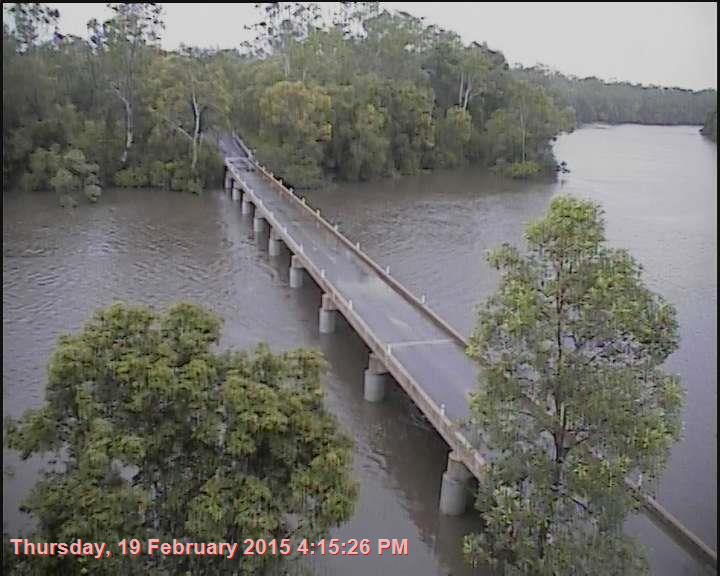 The scene at Hills Rd at Baffle Creek on Thursday afternoon. The scene at Hills Rd at Baffle Creek on Thursday afternoon.