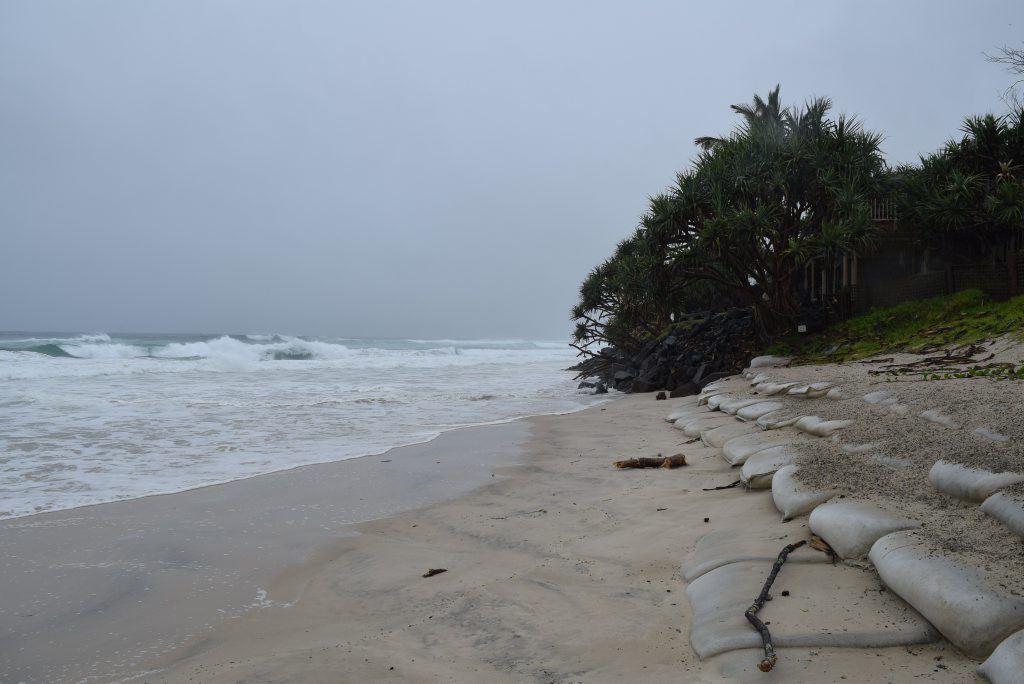BELONGIL BEACH: Looking east at high tide on Friday morning at Belongil Beach from the Manfred Street Beach track. Photo Christian Morrow / Byron Shire News BELONGIL BEACH: Looking east at high tide on Friday morning at Belongil Beach from the Manfred Street Beach track. Photo Christian Morrow / Byron Shire News
