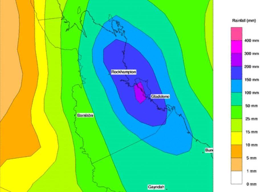 The Bureau of Meteorology's predicted rainfall chart for the region on Friday. The Bureau of Meteorology's predicted rainfall chart for the region on Friday.