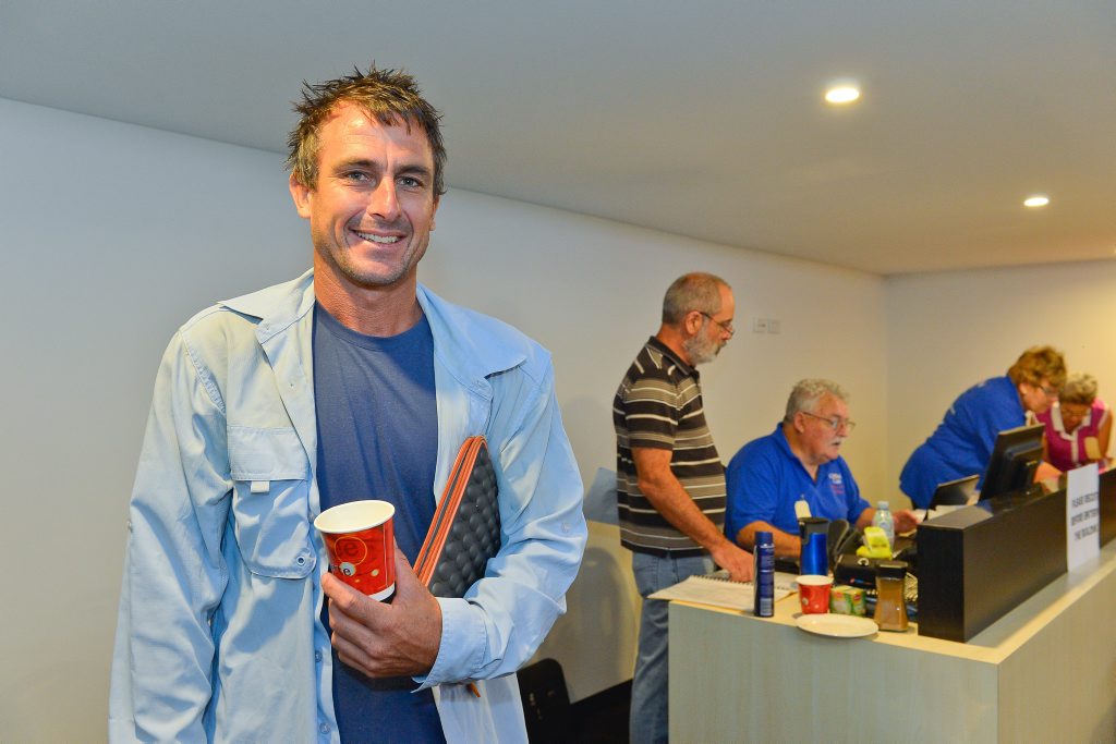 Rodney Smith settles in at an evacuation centre in Gladstone, after sailing from Darwin to avoid cyclones. Rodney Smith settles in at an evacuation centre in Gladstone, after sailing from Darwin to avoid cyclones.