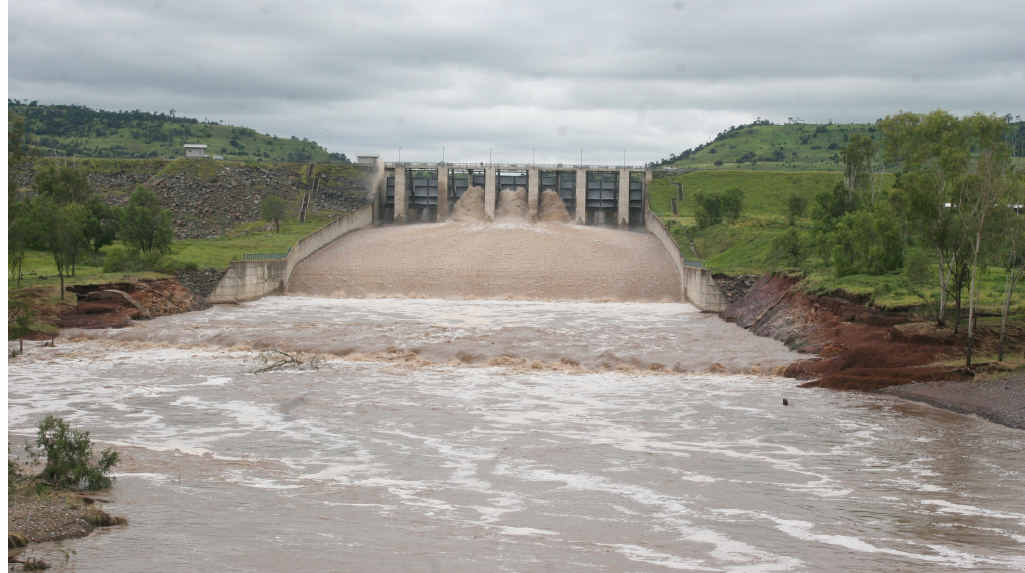 SEETHING TORRENT: Callide dam overflowing in February 2015. SEETHING TORRENT: Callide dam overflowing in February 2015.