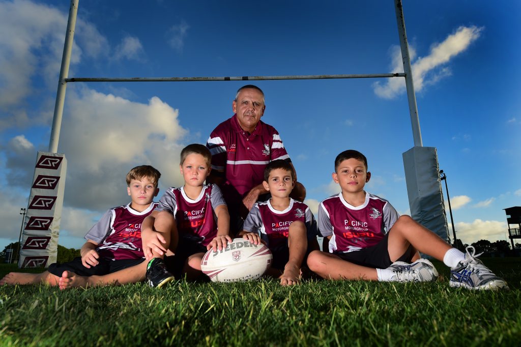 Kawana's junior rugby league club players (left) Cooper Leitch, Keagan Zanchetta, Tommy Walker, Ryan Krome with coach Mick Buckley, are united in the wake of the recent NRL drug crisis. Photo: Iain Curry / Sunshine Coast Daily Kawana's junior rugby league club players (left) Cooper Leitch, Keagan Zanchetta, Tommy Walker, Ryan Krome with coach Mick Buckley, are united in the wake of the recent NRL drug crisis. Photo: Iain Curry / Sunshine Coast Daily