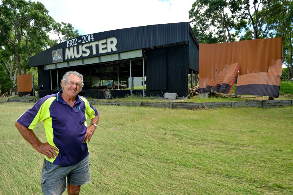 Clean up after Tropical Cyclone Marcia: The Gympie Muster site, Amamoor, received considerable flood damage to the main stage and surrounding fence lines. February 24, 2015. Pictured, John Anderson, supervisor Skill Centre. Photo Patrick Woods / Gympie Times Clean up after Tropical Cyclone Marcia: The Gympie Muster site, Amamoor, received considerable flood damage to the main stage and surrounding fence lines. February 24, 2015. Pictured, John Anderson, supervisor Skill Centre. Photo Patrick Woods / Gympie Times